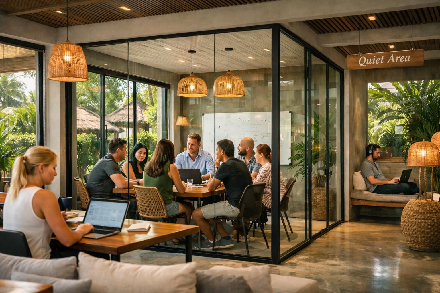 tempat coworking di bali yang ideal untuk ekspatriat dan perusahaan internasional, menawarkan lingkungan kerja produktif dan fasilitas lengkap.